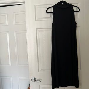 LIKE NEW YANSI FUGEL BLACK HIGH NECK MIDI DRESS SIZE XL